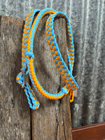 Nylon Barrel Reins - Orange & Light Blue