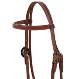 Leather Harness Browband Headstall With Floral Buckles