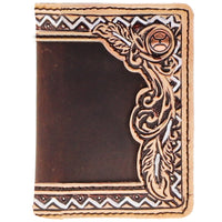 Hooey War Paint Hand Tooled Bifold Money Clip - Tan/Brown