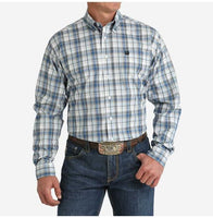 Cinch Men's Western Shirt -  White & Blue Plaid