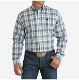 Cinch Men's Western Shirt -  White & Blue Plaid