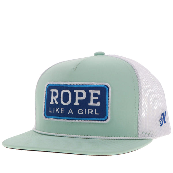 Hooey - Rope Like A Girl Mint/White w/Blue & Turquoise Patch Cap