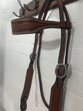 Double Stitched Headstall with Barbed Wire Tooling