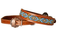 Dog Collar - Beaded Gold & Mint Aztec (TCCDC-18)