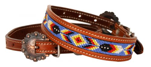 Dog Collar - Beaded Blue Multicolour Aztec (TCCDC-23)