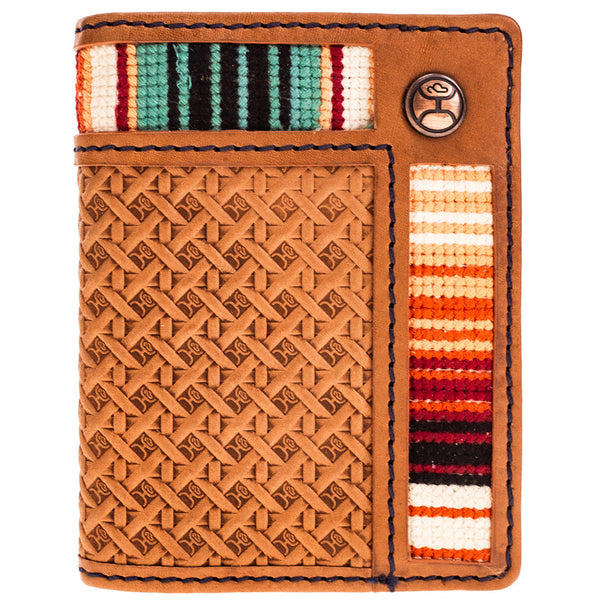 Hooey Tarlo Basket Weave Bifold Money Clip - Tan/Serape