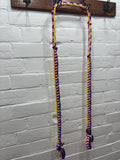 Nylon Barrel Reins - Yellow/Pink/Blue