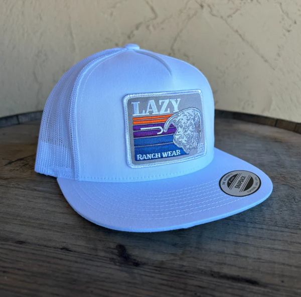 Lazy J Ranch Wear Cap - Sunset Bull White