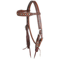 Martin Saddlery - Floral Dots Chocolate Browband Headstall