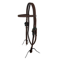 Oiled Harness Browband Headstall With Cowboy Gambler Buckle