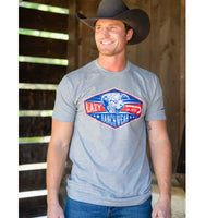 Lazy J Ranch Wear - Blue Diamond Ranch Short Sleeve (Dark Grey Heather)