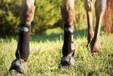 Set Of 4 Ortho Equine Complete Comfort Boots - Black with Purple Binding & Aztec Straps