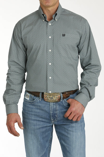 Cinch Men's Western Shirt - Green Geometric MTW1105758