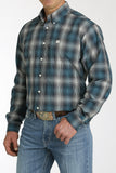 Cinch Men's Western Shirt - Teal, Navy and White Plaid MTW1105775