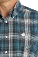 Cinch Men's Western Shirt - Teal, Navy and White Plaid MTW1105775