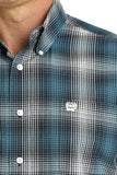 Cinch Men's Western Shirt - Teal, Navy and White Plaid MTW1105775