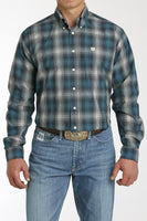 Cinch Men's Western Shirt - Teal, Navy and White Plaid MTW1105775